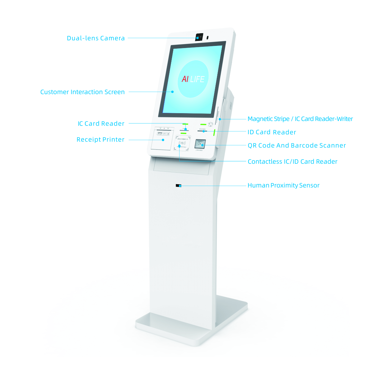 The GEIT NB2015A Queuing System is a product developed through decades of experience in the financial self-service terminal industry. The complete system consists of a queuing host machine, counter displays, integrated display screens, wireless spea
